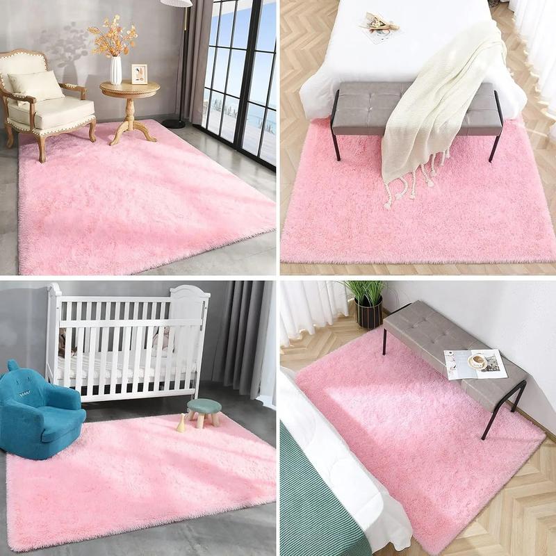 Solid Color Fuzzy Rug,  Rectangle Non-slip Soft Tuff Tufted Bedroom Carpet, Winter Warm Floor Mat for Home Living Room Decor, Fall Decor, Valentine's Day Gift