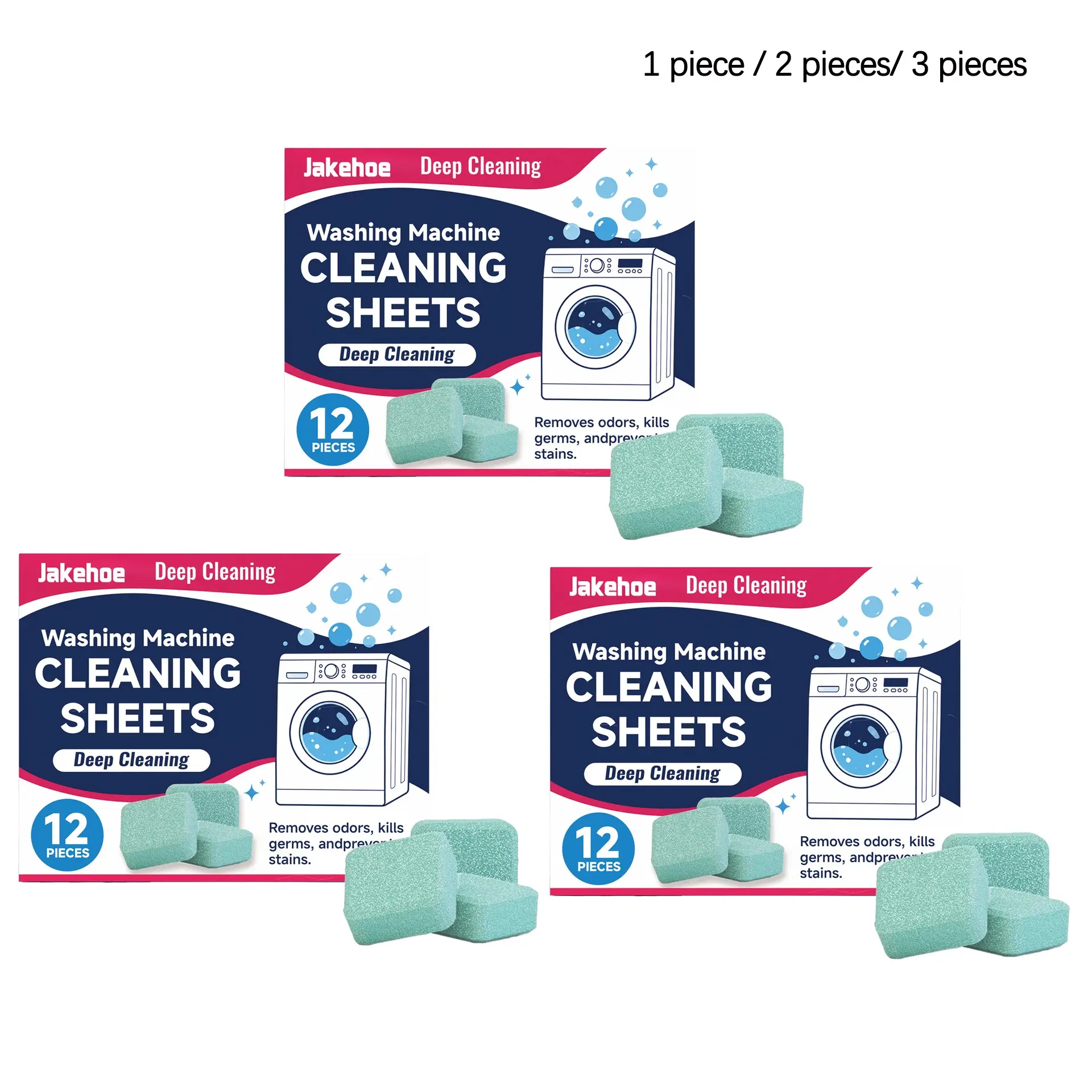 Washing Machine Drum Cleaner Tablets, Gentle Fresh Cleaning, Removes Dirt and Odors, Convenient Home Use, 12 Pieces Per Pack