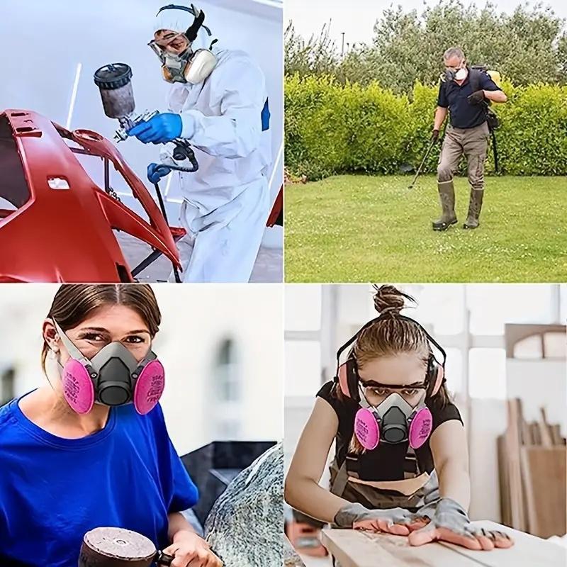 Half Face Mask with 4 Filter Cotton, Reusable Dustproof Mask, Breathable Face Cover for Paint, Woodworking, Construction, Grinding, Spraying, Chemicals, Reusable Respirator Mask