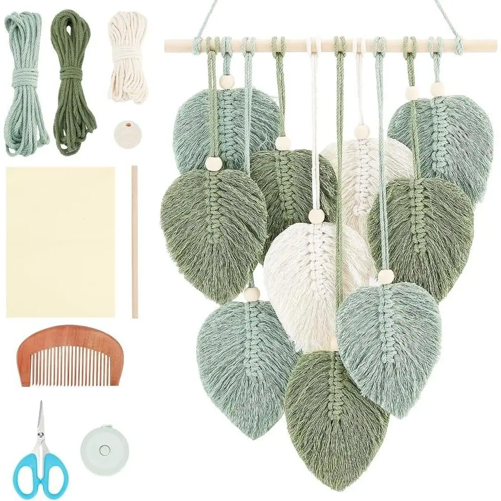 DIY Macrame Leaf Wall Hanging Kit for Beginners - Woven Tapestry Feather Wall Decor, Craft Kit for Adults Birthday GiftGift