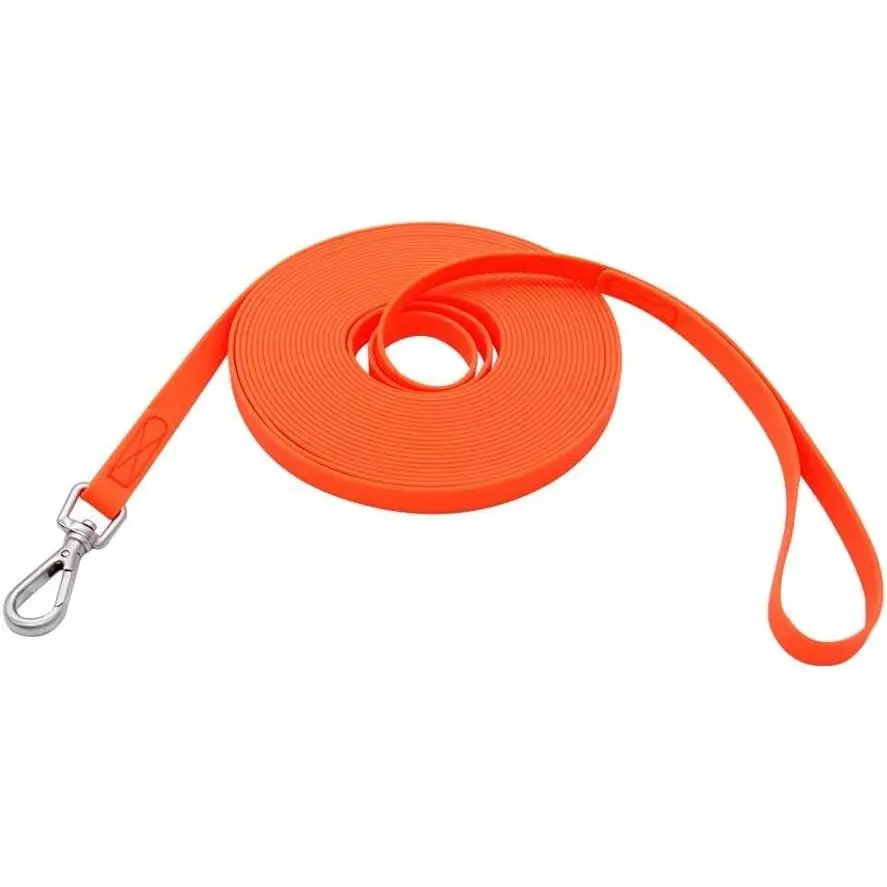 Waterproof Dog Training Leash 50FT 30FT 15FT 10FT 5FT Heavy Duty Recall Long Lead for Large Medium Small Dogs (30FT, Orange)