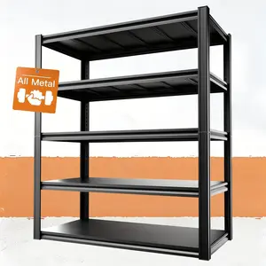 Heavy-Duty Sturdy Metal Garage Storage Rack, 5-Tier Height Adjustable - 77"H Standing Floor Storage Rack, Suitable for Basements, Kitchens, Living Rooms, and Home Offices Multi-Functional All-in-One Storage Rack