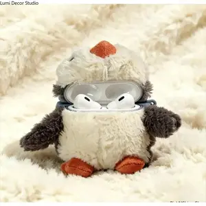 Cute 3D Penguin Plush AirPods Case, Soft Fur Shockproof Protective Shell with Wireless Charging, Fits AirPods 1/2/3/Pro/Pro 2