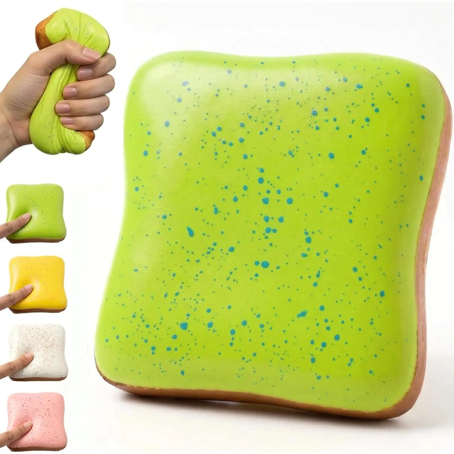 Slow Rising Squishy Butter Bread Squishy, Sensory Fidget Toys for Adults & Teens ADHD Anxiety Relief, Realistic Bread Squishy with Butter Scent, Fun Party Favors & Stocking Stuffers Gift (Green)