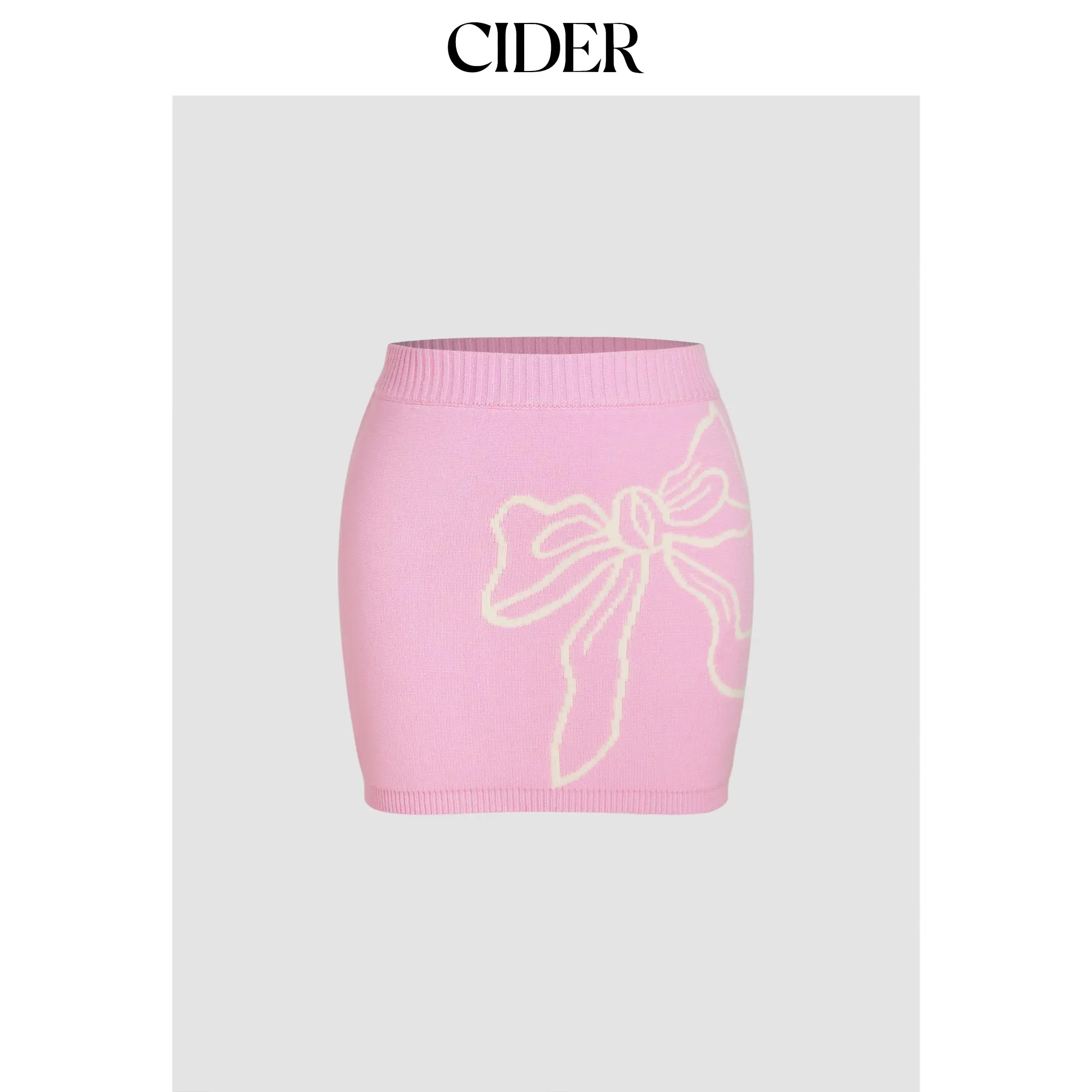 Cider [size 2-10] Mid Rise Bowknot Graphic Knitted Mini Skirt SohoChic