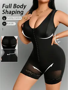 1 Count Women's Butt Lifting Compression Body Shapewear Bodysuit, Colombian Shapewear, Fajas, Tummy Control Body Shaper, With Adjustable Hooks Tight-Fitting Jumpsuit, Curves-Hugging Romper, Suitable For Daily Wear, Office Outings & Casual Gatherings