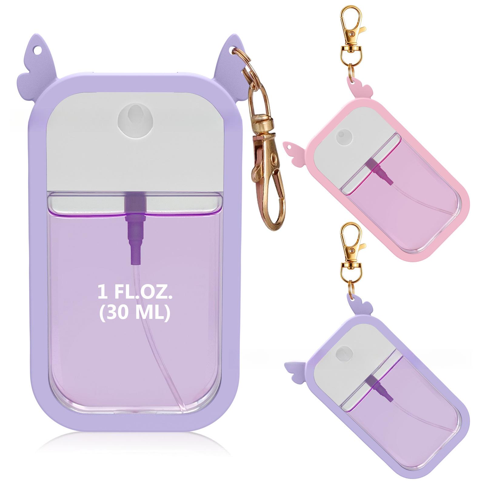 30ml Card-Style Travel Spray Bottle - Leakproof Refillable Perfume Atomizer for Toiletries, Portable Mini Sprayer Set with funnel, PP silicone case, Perfume dispenser