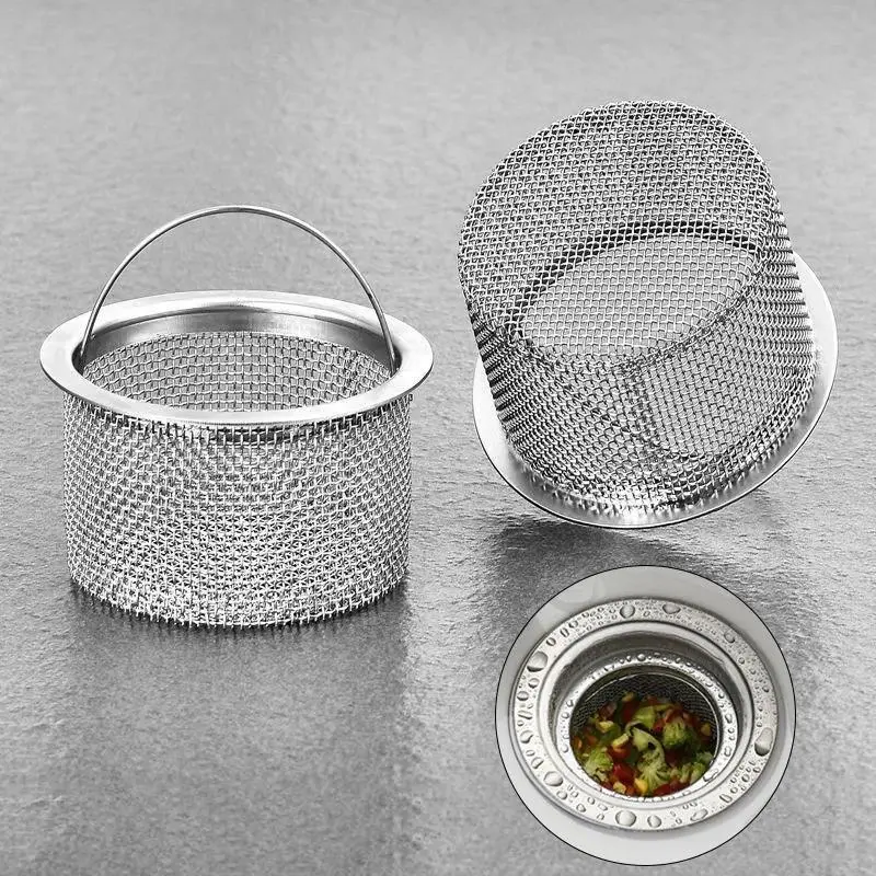 Stainless Steel Sink Drain Filter Fine Net Shower Hair Catcher Stopper Trap Basin Strainer Plug Kitchen Bathroom Accessories