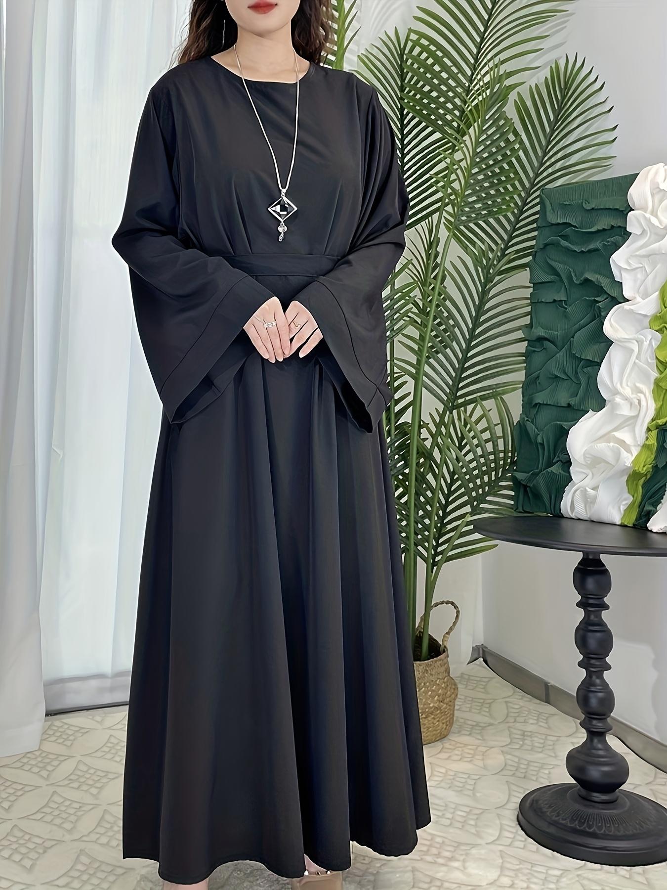 [Middle Eastern Loose Fit Dress] Elegant Green Arabic Women's Muslim Robe |   Middle Eastern Flared Sleeve Long Dress |   Loose Fit All-Season Versatile Home Festival Traditional Attire