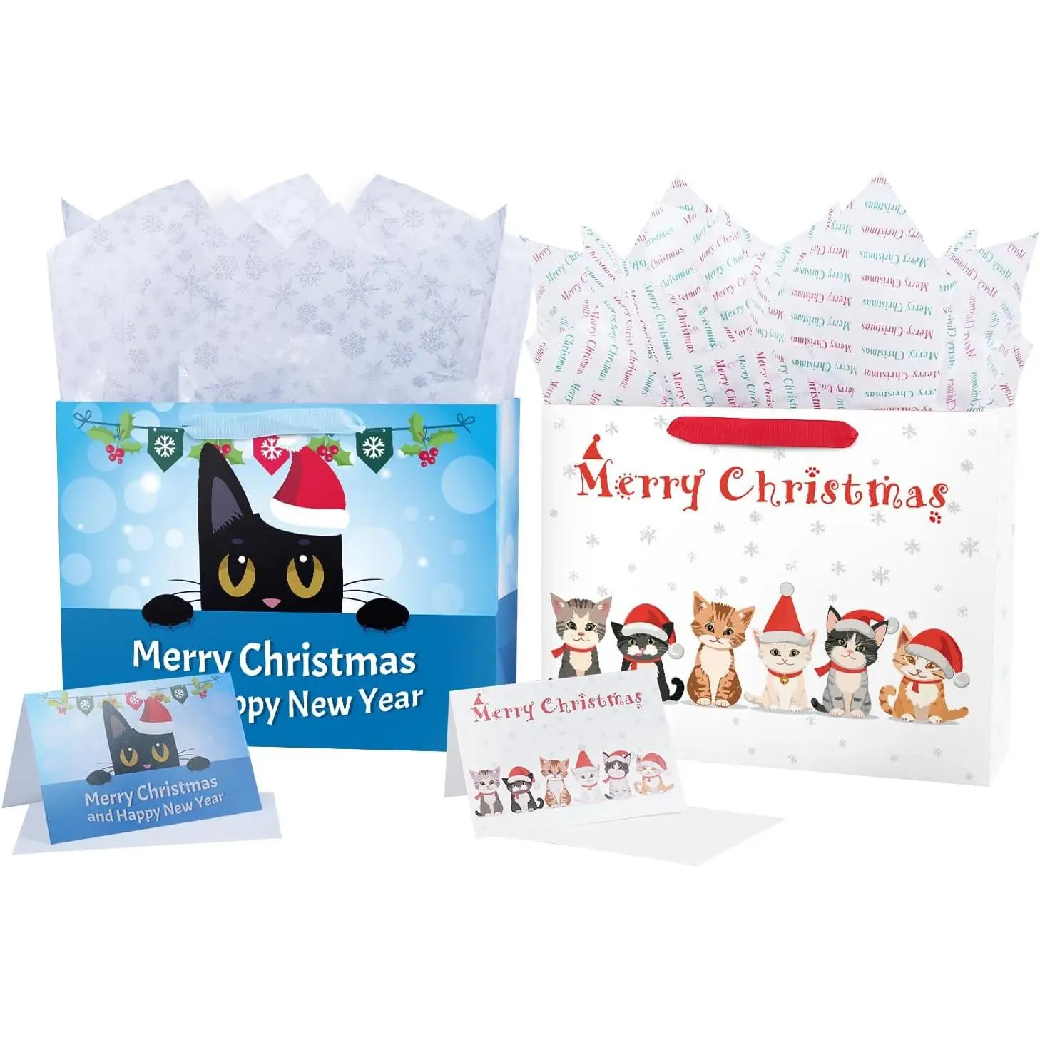 Christmas  Bag with Wrapping Paper for Xmas Holiday  Wrap 2 Pack 12.6"