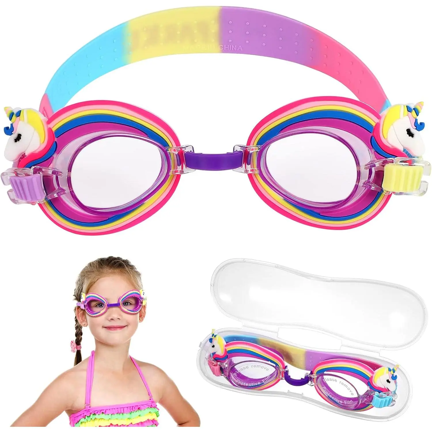 Swim Goggles for  -  Unicorn Swimming Goggles for  Boys Girls Youth Pool, Anti-Fog & UV Protection & Clear View