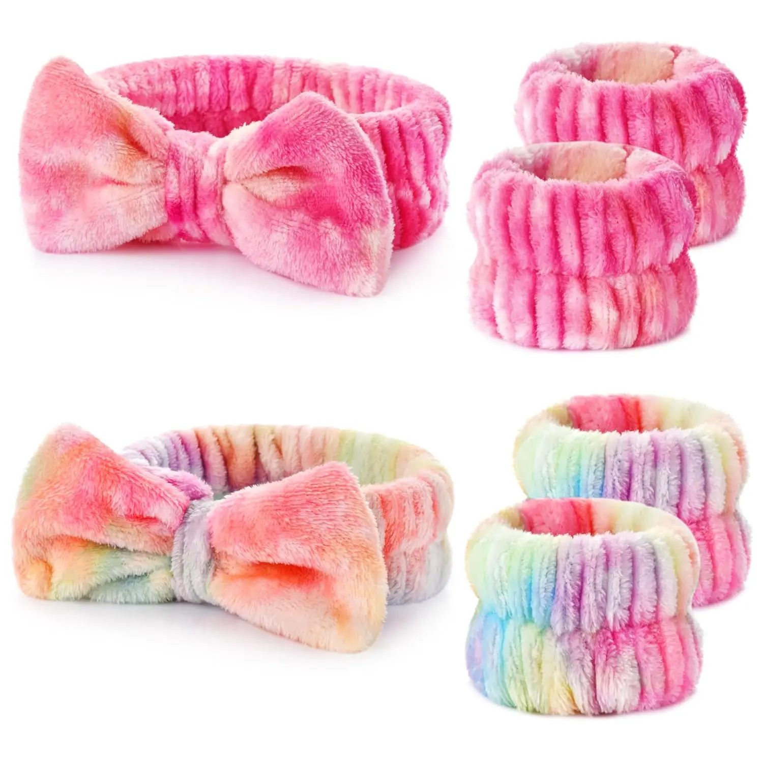 6pcs Headband and Wristband  Face Washing, Makeup Spa Skincare Headband, Skin Care Face Wash Headbands Wrist Bands Tools Set,  Women and Teen Girls Gifts New model