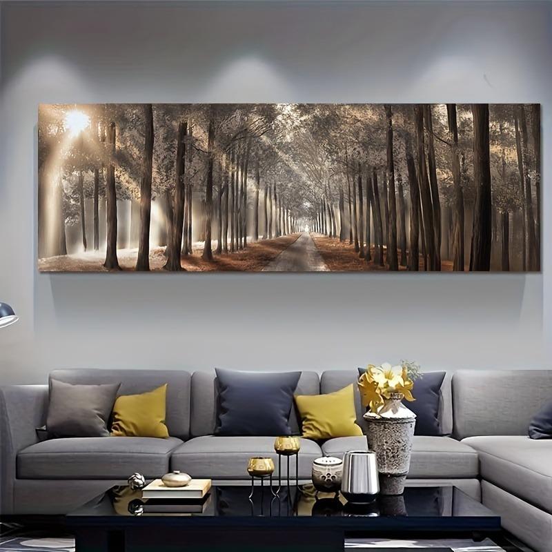 Frame not included Sunlit Forest Canvas Art Print - Frameless Oil Painting Poster  Bedroom Decor - Modern Landscape Wall Art Decoration Artistic Photo Ornaments Print for Living Room Abstract Canvas Wall Art -Home Office Decor Poster Decoration
