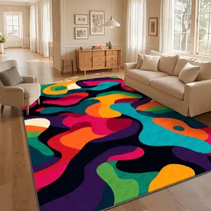 Local Delivery Multi Sizes Polyester Irregular Swirl Color Block Abstract Style For Living Room Bedroom Nursery Playroom Washable Non Slip Boho Farmhouse Runner Rug