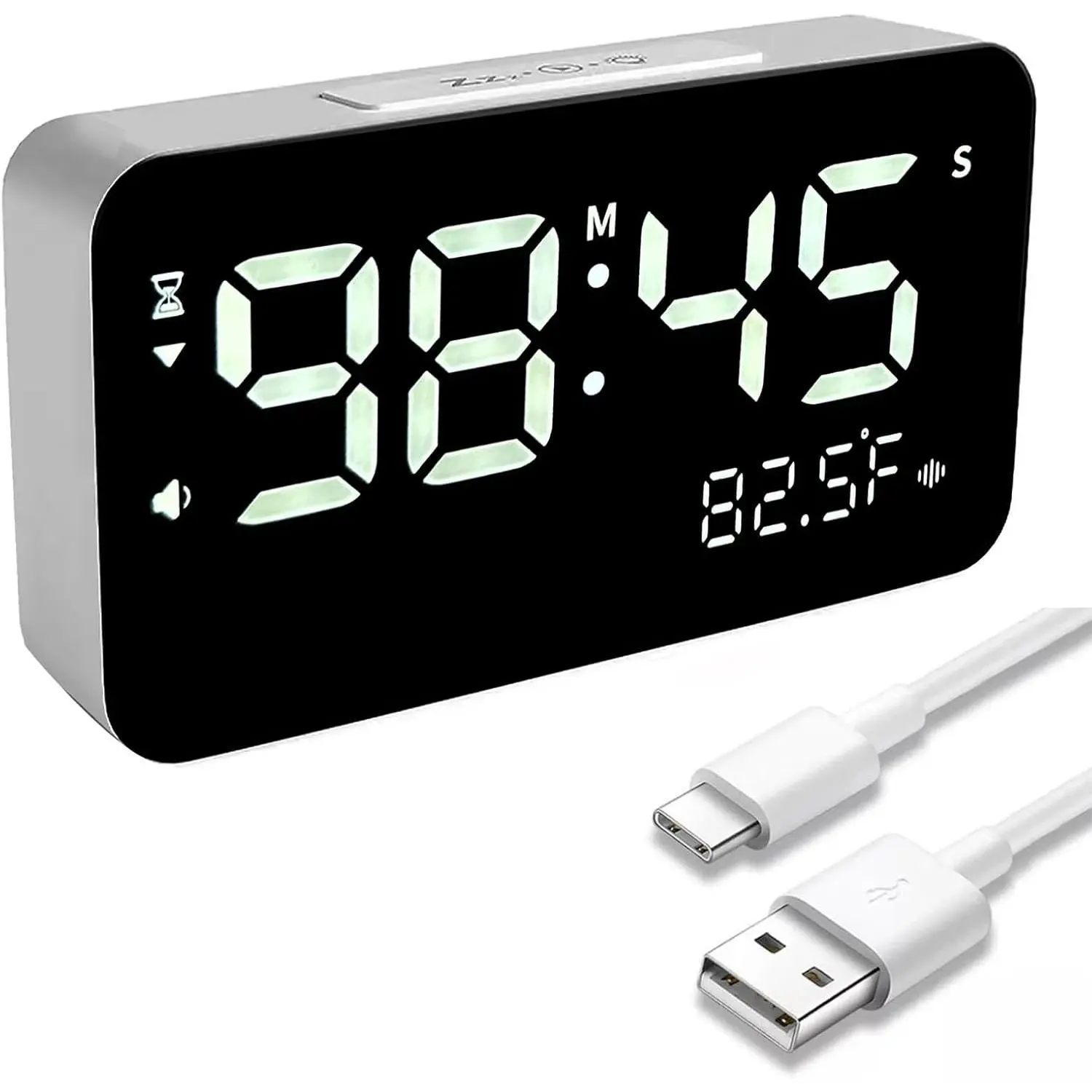 Rechargeable Talking Alarm Clock & Countdown Timer with Hourly Chime, Snooze, Temperature and Vibration, 99-Minute LED Countdown, Battery Operated for Visually Impaired Elderly Seniors Blind