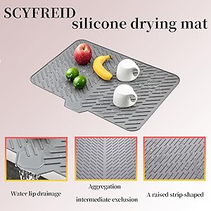 Silicone Dish Drying Mat 23x17 Multiple Usage,Easy clean,Eco-friendly,Heat-resistant Silicone Mat Dish Drying Mats For Kitchen Counter or Sink,Refrigerator or Drawer liner Gray 23inchx17inch Silicone Dish Drying Mat 23x17 Multiple Usage,Easy clean,Eco-friendly,Heat-resistant Silicone Mat Dish Drying Mats For Kitchen Counter or Sink,Refrigerator or Drawer liner Gray 23inchx17inch