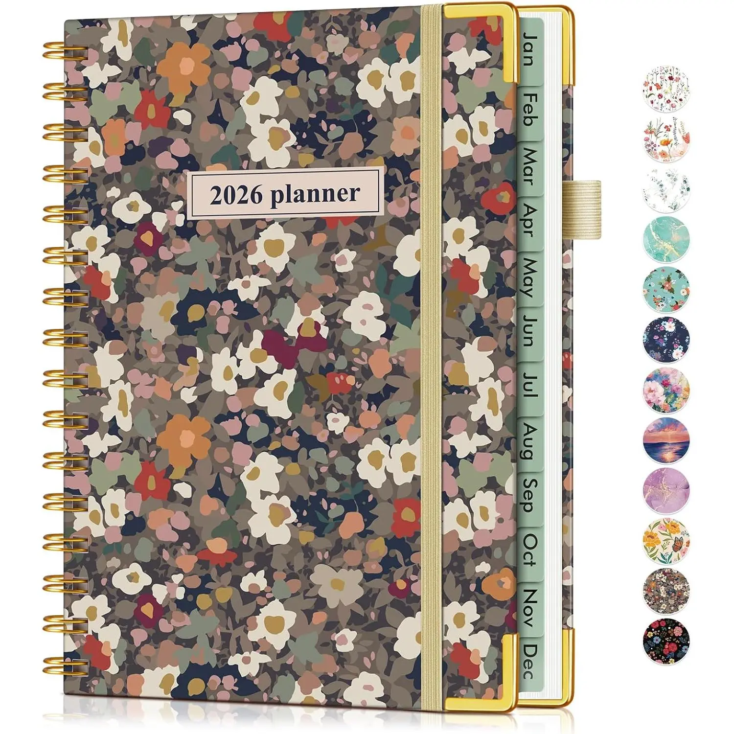 2026 Planner, Hardcover Weekly and Monthly Planner for Women, January 2026 - December 2026, Spiral Yearly Agenda Organizer Book 2026 with Tabs, Daily Calendar Planners for School Work , A5 (5.75" x 8.38"), Petals