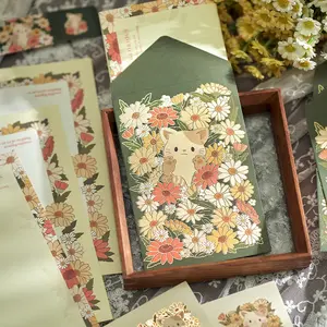 Envelope Set with 3 Envelopes, 6 Letter Papers, 3 Seals, Gold Foil Cover, Elegant Stationery Kit for Letters and Gifts