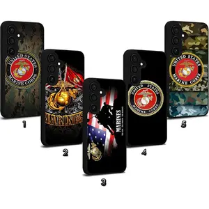 US Marine Corps-themed phone cases, compatible with iPhone 11–17 Pro Max/Plus series and Samsung Galaxy S23–S25 series.