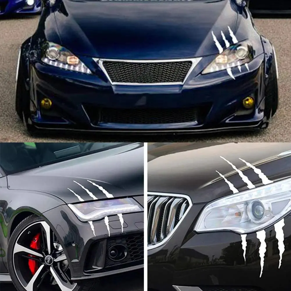 Monster Claw Stripe Decals for Vehicle Customization - Easy Apply Headlight & Bumper Decorations, Cut to Appropriate Length, Pu Leather, Vehicles, Car, Cut-To-Fit, Cooling, No, Car Decorative Sticker, Sticker For Cars