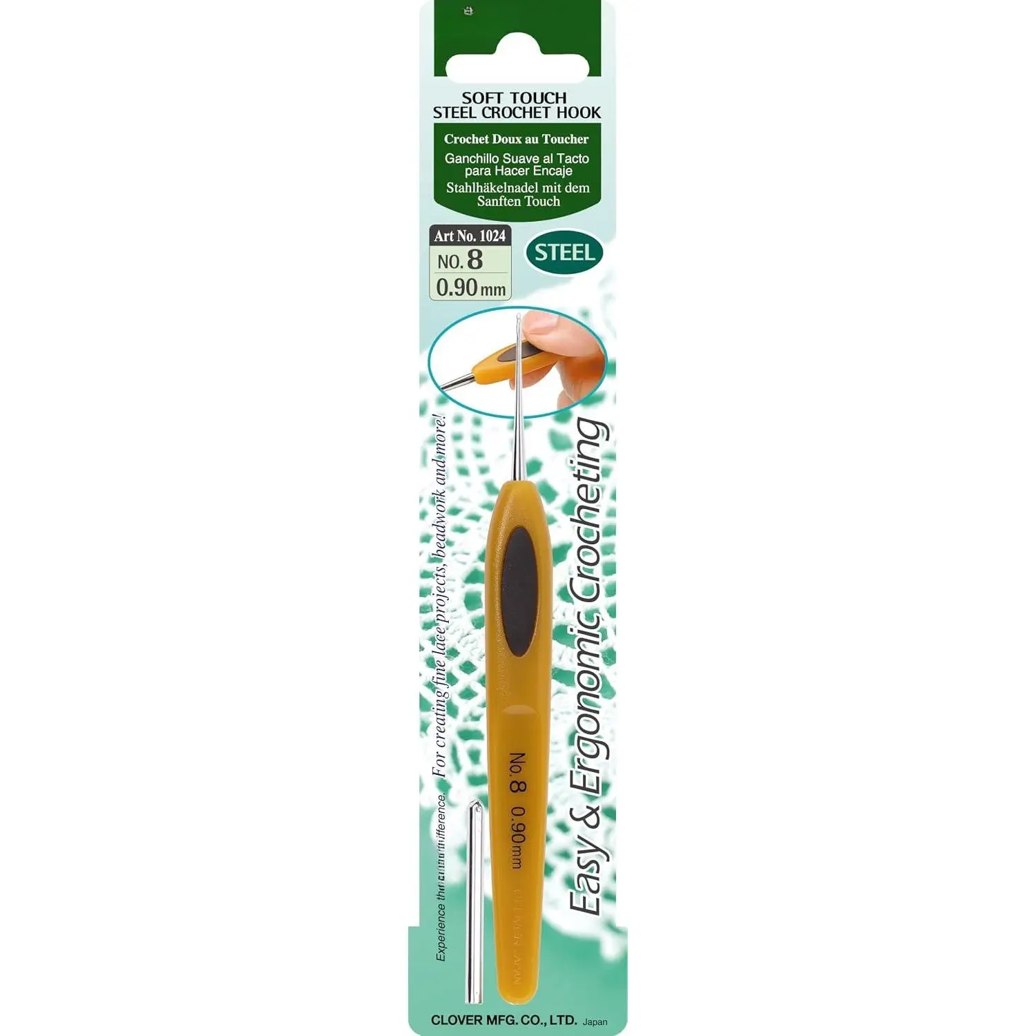 1024 Soft  Steel Crochet Hooks, No. 8/0.90mm