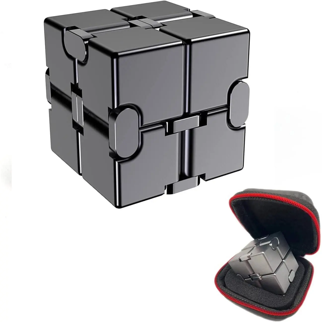 Infinity Cube Fidget Toy, Anxiety Stress Relief Toy for Men, Aluminum Alloy Material, Gray
