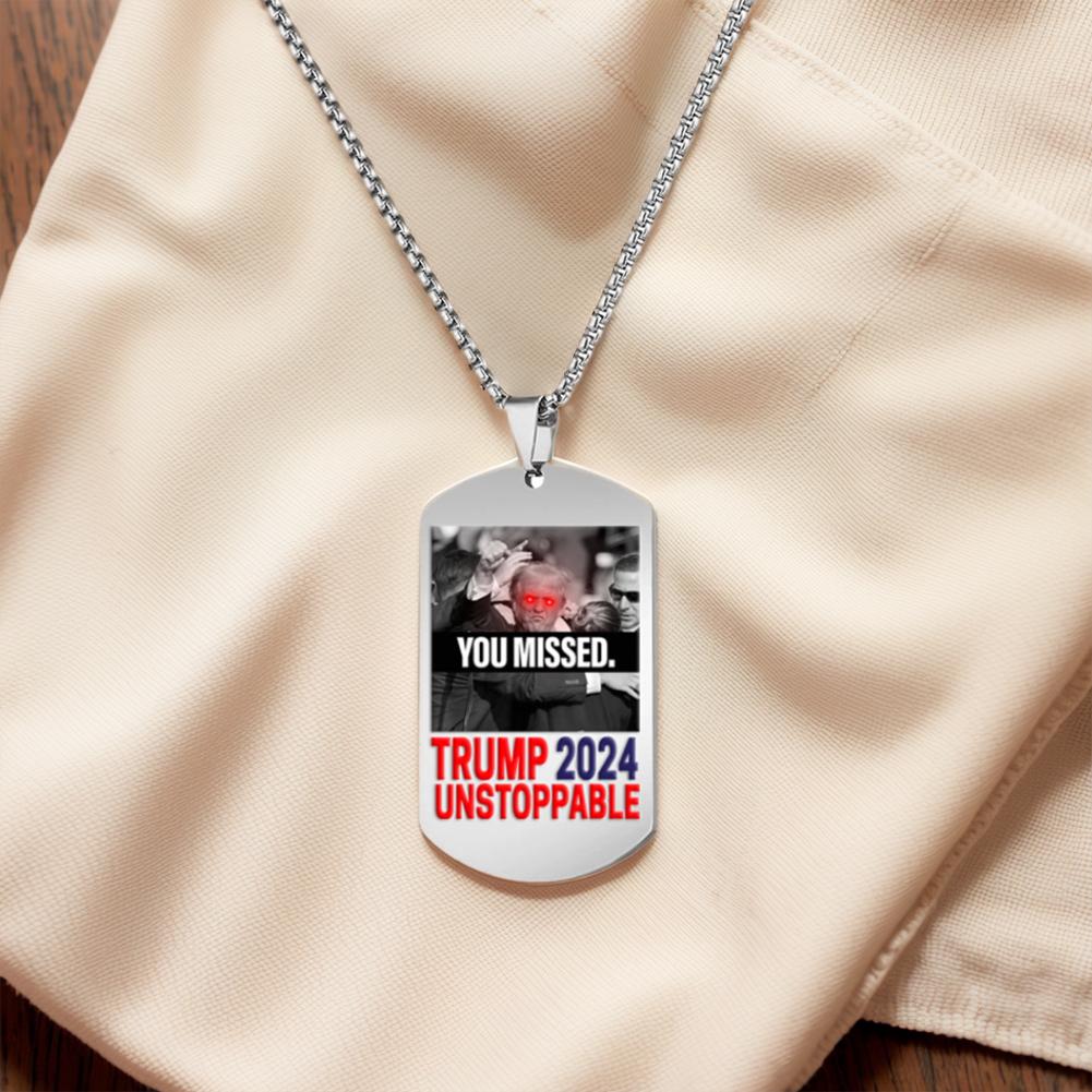 Never Stop Fighting Trump 2024 Necklace Shooting Makes Me Stronger US Flag Picture Glass Dome Pendant Necklace