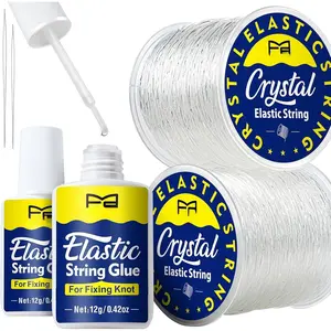 Elastic String for Bracelets Making Kit, 1mm&0.8mm Clear Bracelet String, Stretchy String with 24g  Glue for Elastic String & 2 Beading  for DIY Necklaces, Bracelets &