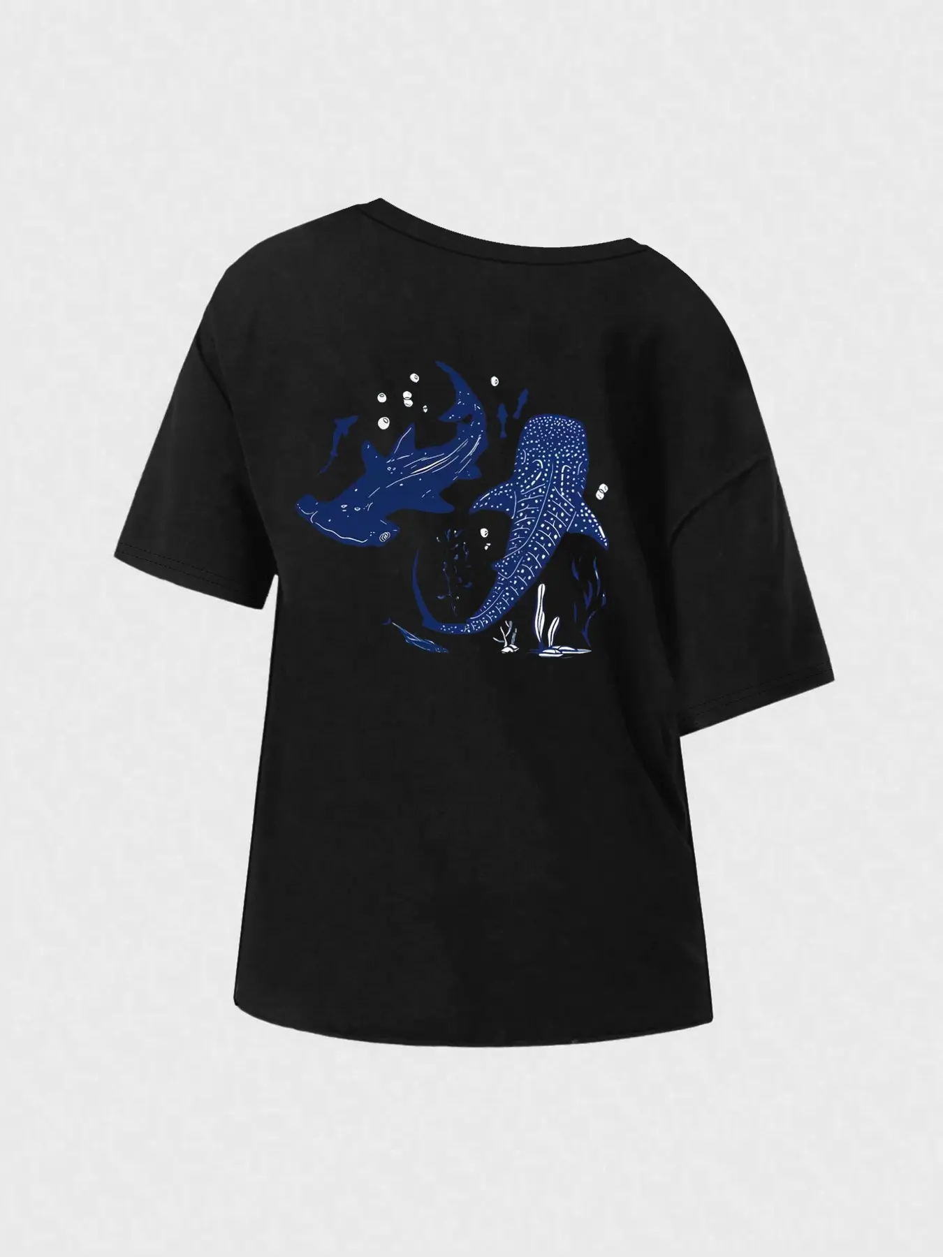 Women's Whale Print Sexy Off-Shoulder Loose T-Shirt, Summer & Fall, Casual, Streetwear, Fashion, Sporty, Relaxed Fit
