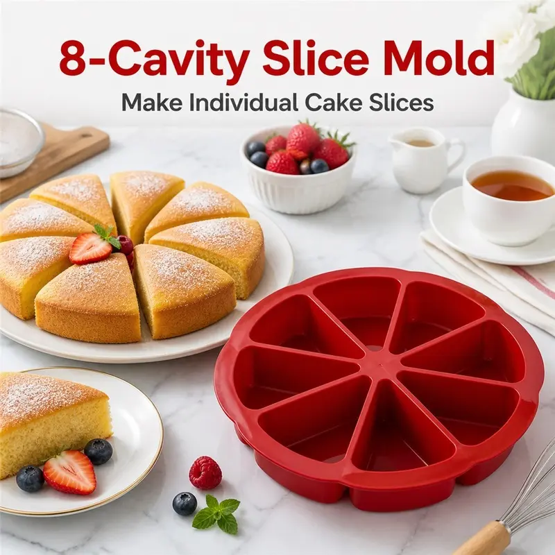 One red large silicone triangle cake mold, suitable for 8-cup non-stick baking trays, food-grade silicone mold, Halloween three-dimensional design, suitable for both household and commercial use