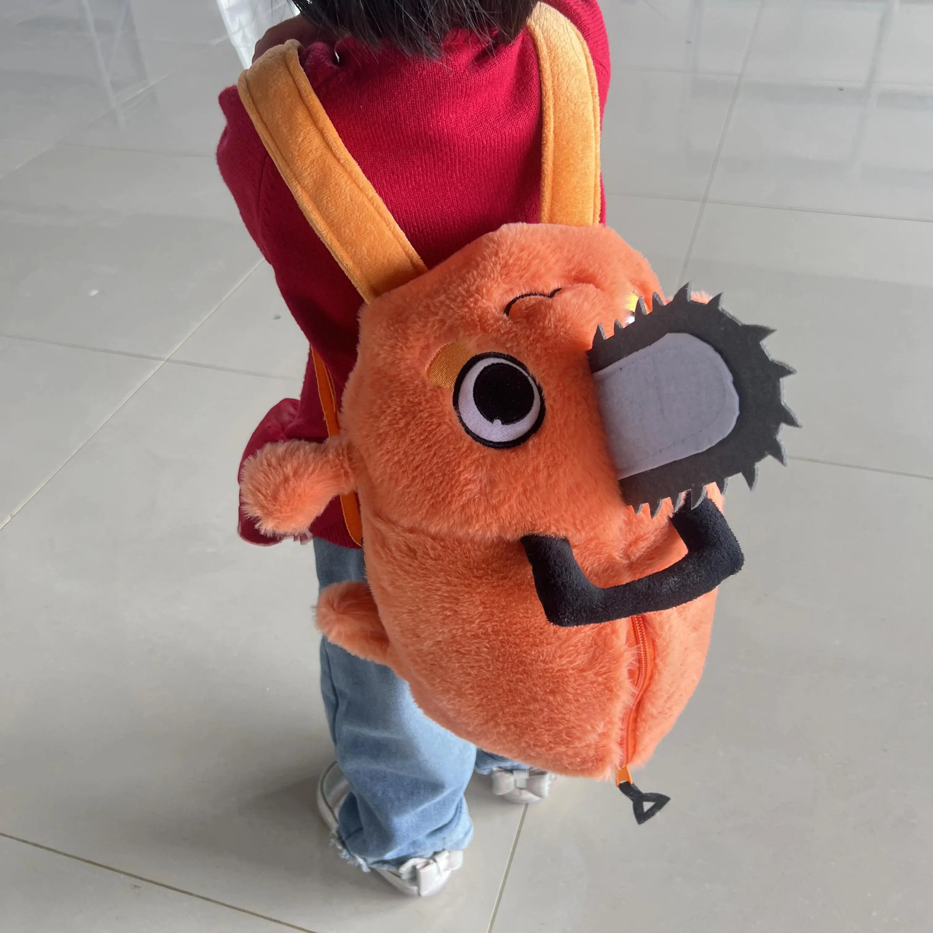 Kawaii Chainsaw Man Pochita Plush  Slipper Pochita Peluche Schoolbag  Stuffed Soft Backpack Adult Kids Plushie Gift