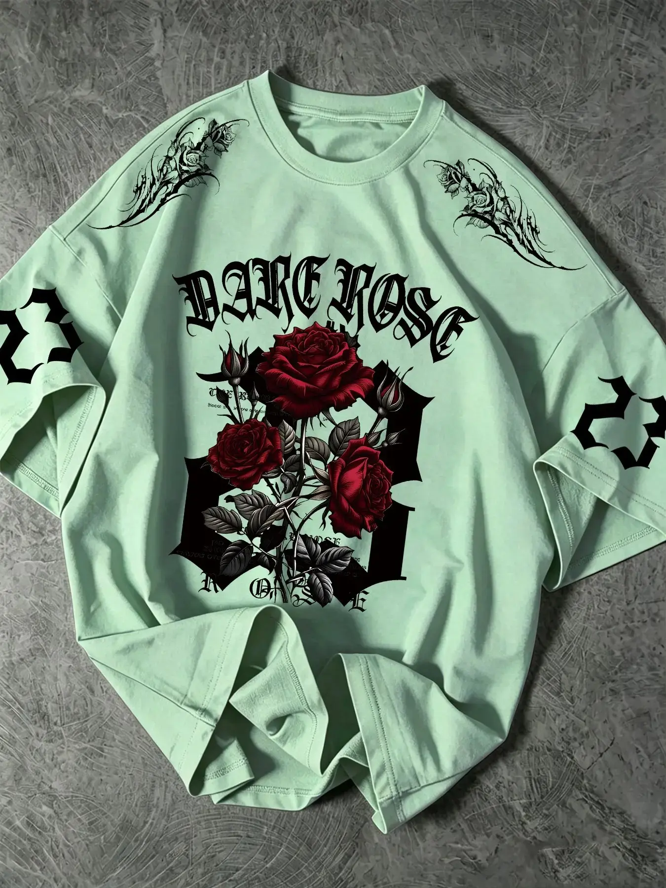 Unisex Graphic T-Shirt - Dark Aesthetic Gothic Rose Print - Y2K Cyberpunk Streetwear Top for Clubbing, Skater Outfits, Daily Casual Wear, Casual Crew Neck, MultipleColors, DarkGrunge, FloralGothic, DarkAesthetic, OversizedTee, GrungeVibes