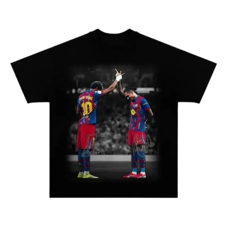 LAMINE YAMAL & RAPHINHA 2026 Youth and Adult Soccer Tee, Graphic T Shirt for Fans, Unisex Sport Tee, Youth and Adult Streetwear Top, Retro Soccer Outfit, Casual Summer Wear, Fan Gift Idea, Trendy Everyday Apparel Camiseta Verano