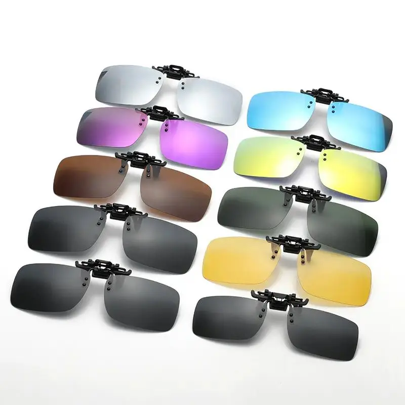 XUH Unisex Polarized Clip-On Sunglasses for Prescription Glasses - Nylon, 8g, Bridge 14mm, Classic Grey/Black, TAC Tinted Lenses, UV400 Protection, Anti-Glare Metal Clips, Lightweight, Easy 3-Step Installation, Sports Eyewear for Driving, Fishing, Everyda