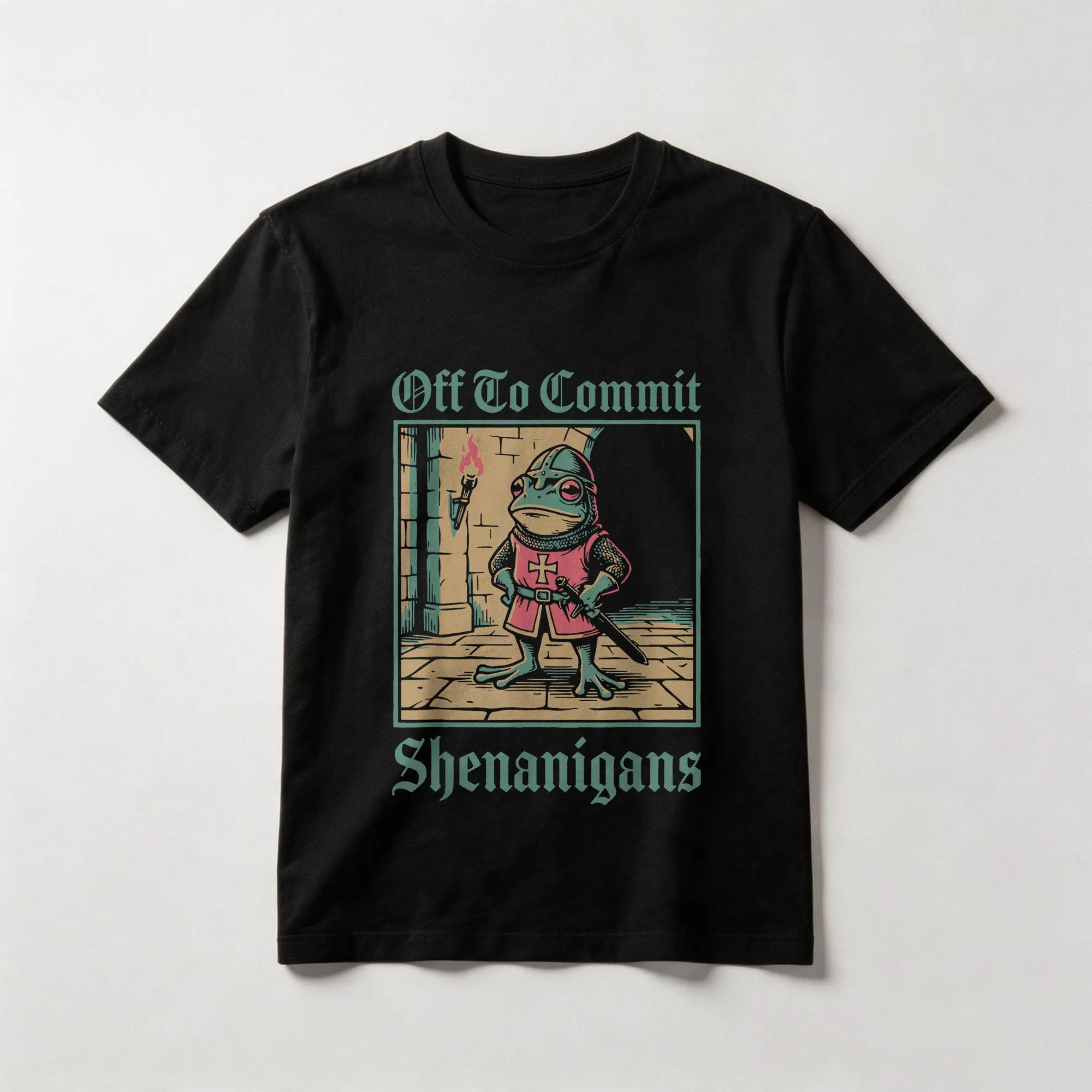 Off to Commit Shenanigans Frog Cotton T-shirt, Graphic Crew Neck Soft Top Short Sleeve Casual Unsex Shirt for Men Women