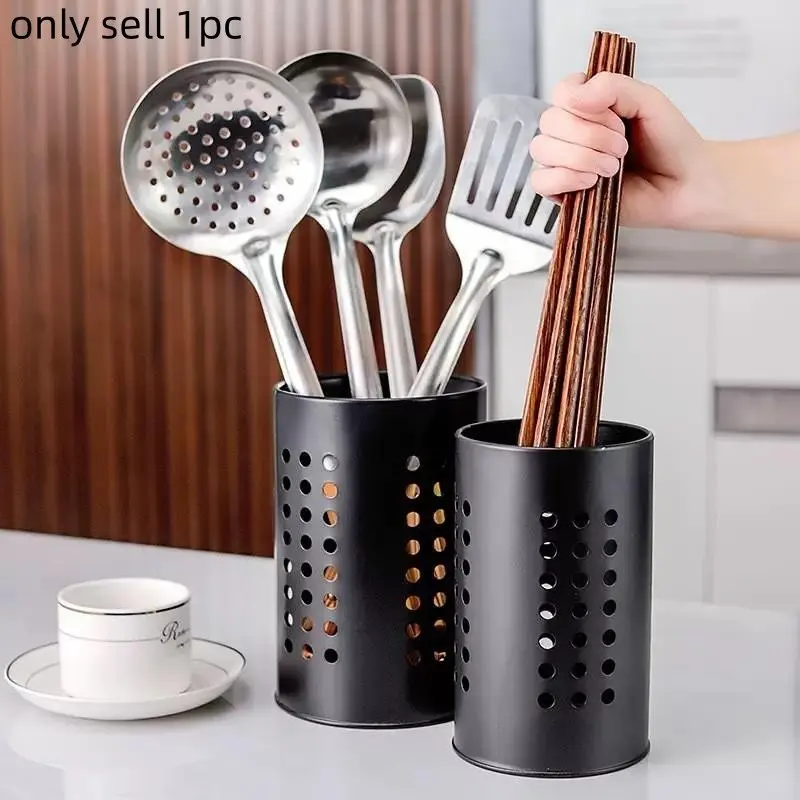 Stainless Steel Kitchen Utensil Organizer Rack, Cutlery Storage Basket, Water Drain Design, Multifunctional Dish Drainer, Countertop Storage, Countertop Stand
