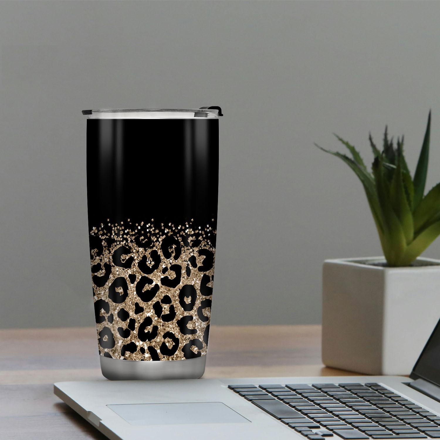 1 pack, 20 oz/590 ml, leopard print thermos cup, stainless steel coffee cup with lid, perfect for women and friends for birthday and Christmas gifts, Mother's Day gifts