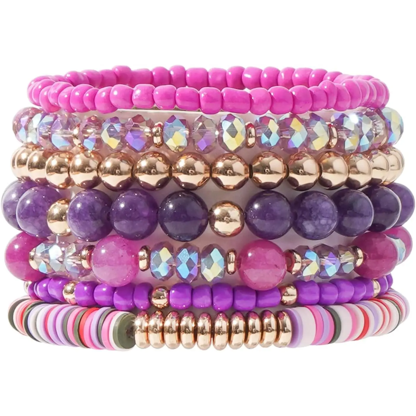 W-7 Purple Beads Bracelet
