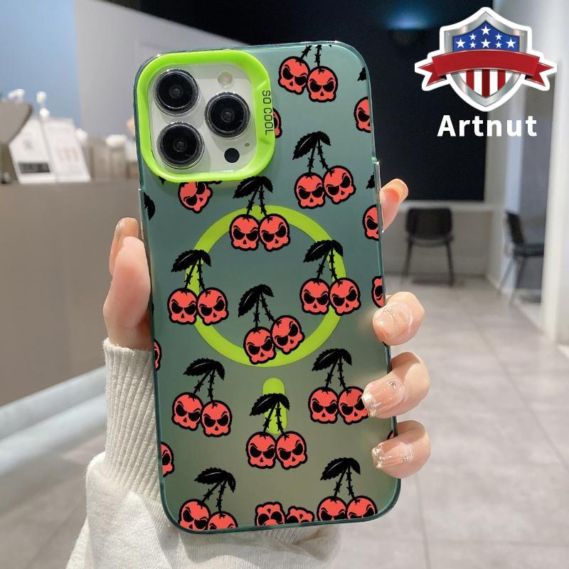 Skull Cherry Party Pattern Magnetic Phone Case for iPhone17 16 15