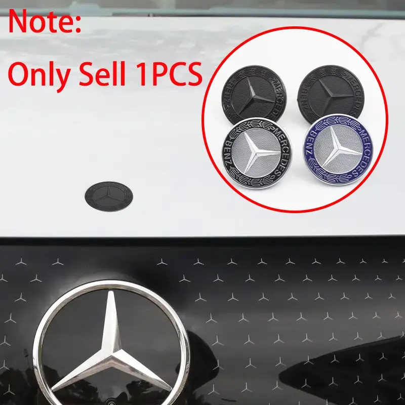 1Pcs 57mm Mercedes Benz Logo Car Front Hood Bonnet Emblem Badge Cover Decoration Car Decorations For Mercedes Benz AMG A C E S Class W203 W204 W212 W213 W205 W177 W247 W176 GLE CLS CLA CLG GLS Modification Accessories Car Stickers Car Decals