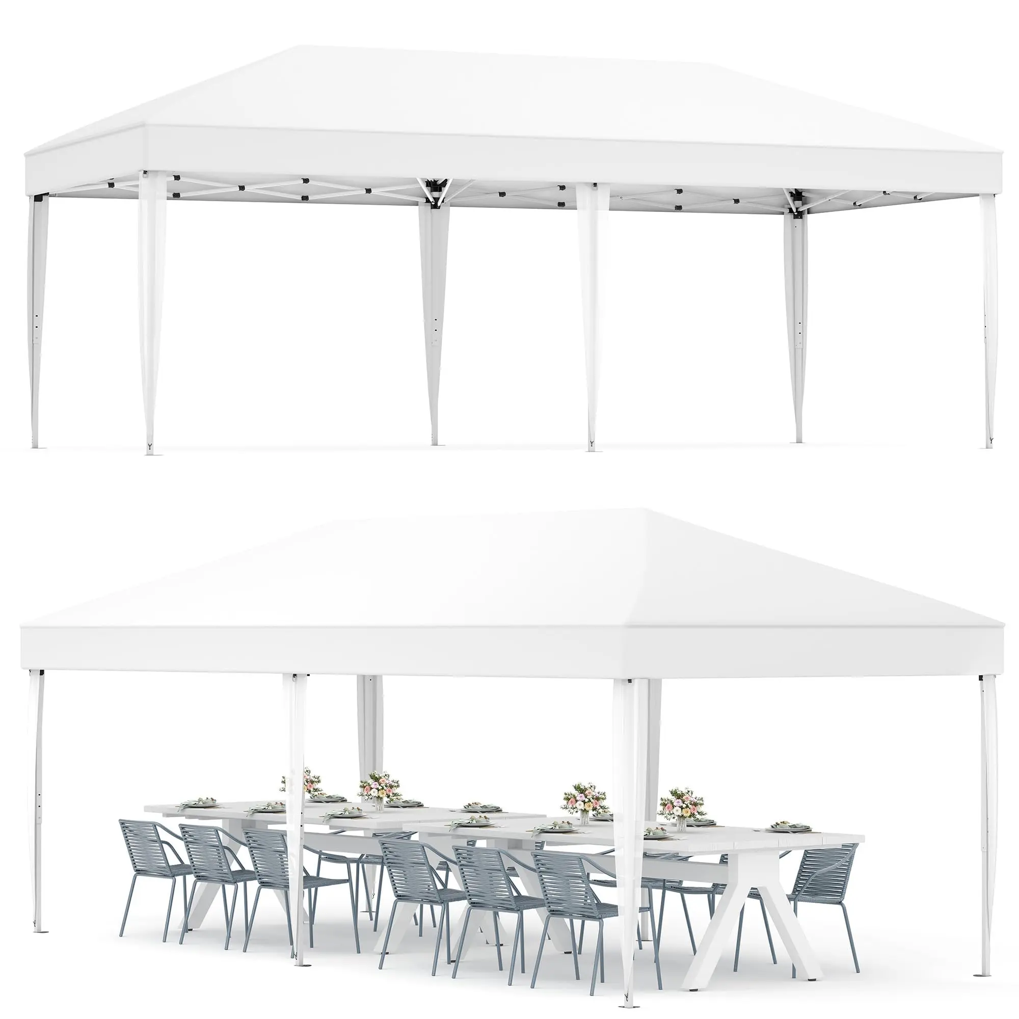 10×20ft Pop Up Canopy for Backyard,  Heavy Duty Gazebo with Oxford Roof, Water-Resistant & UV-Block Sun Shade for Parties, Camping, Market Stall, 3 Adjustable Heights, Easy Set Up