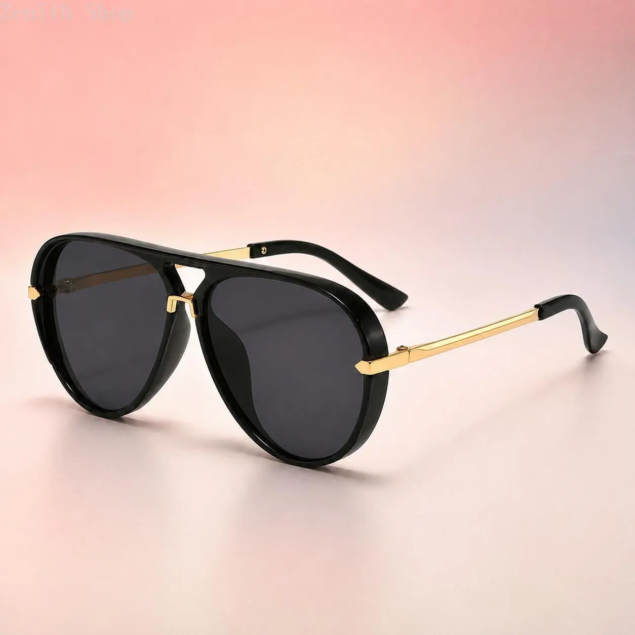 Women’s Unisex Oversized Aviator Sunglasses - 1/2Pcs Retro Gold-Tone Plastic & Alloy Frame, UV400 Lens, Lightweight Fit, Smooth Nose Bridge, Trendy Aviator Shape Shades, Vintage