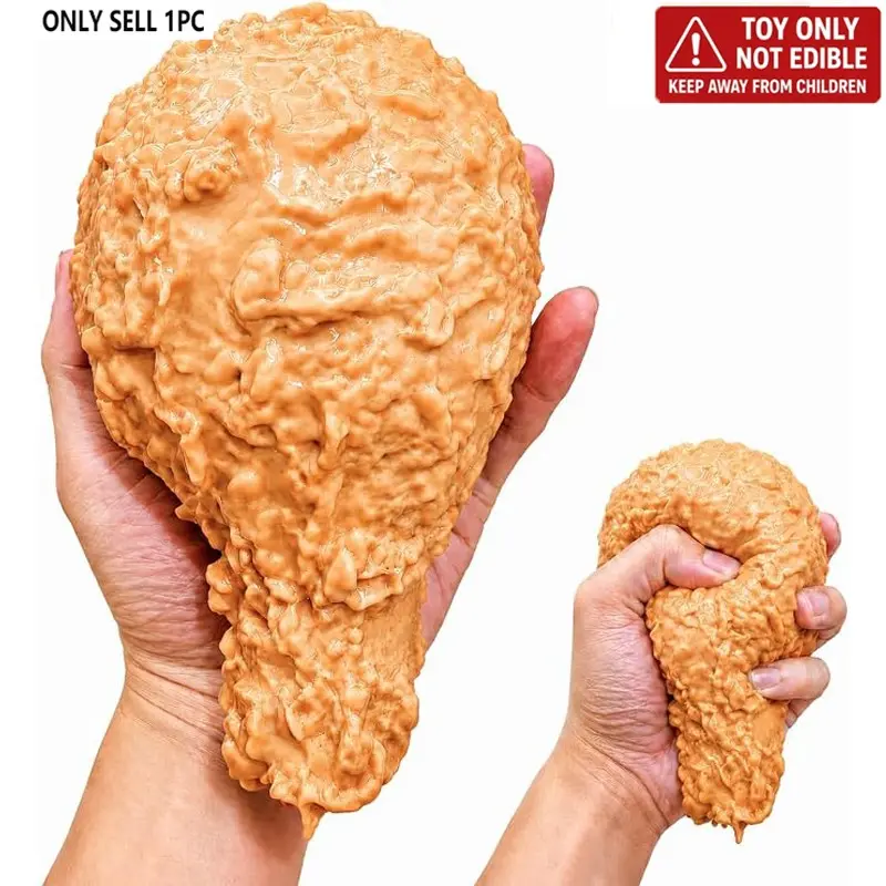 Large Fried Chicken Squeeze Toy, Realistic Food Stress Relief Toy, Chicken Leg Fidget Toy, Tpr Anxiety Sensory Toy, Squeezable and Stretchable