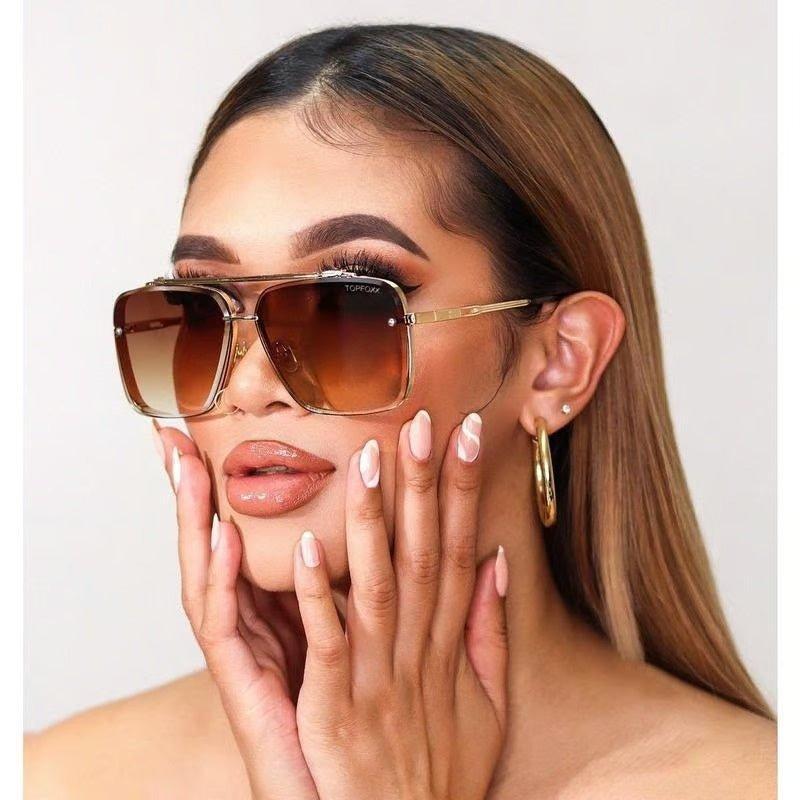 Retro Gradient Sunglasses with UV400 Protection - Oversized Gold-Tone Metal Frame for Unisex Style - High-Contrast Vision & Durable Polycarbonate Lenses#RetroSunglasses #GoldFrameSunglasses #UnisexFashion #HighContrastLenses #TikTokFashion