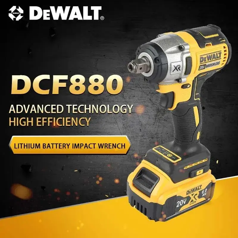 Dewalt DCF880 Brushless Cordless 20V Lithium Battery Electric Wrench, 205N.m Torque, 3250RPM, Portable Car Tools for Tire Repair (Tools & Hardware), High Torque Tool, Wireless Power Tools