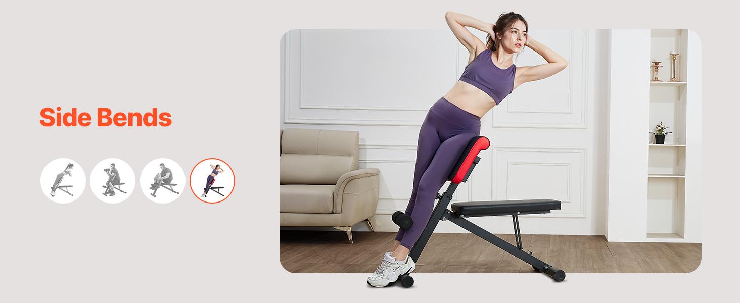 VEVOR Multi-Functional Weight Bench for Full Body Workout, Roman Chair Hyperextension Bench, 330 lbs Adjustable & Foldable Equipment for Back Arm Core Ab Workout, Sit Up Exercise Machine for Home Gym