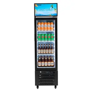 VEVOR Commercial Merchandiser Refrigerator, 6.1 Cu. Ft/ 173 L Glass Door Display Refrigerator, Upright Beverage Cooler with Customizable Lightbox, 3 Adjustable Shelves Soft LED Light for Homes Shops