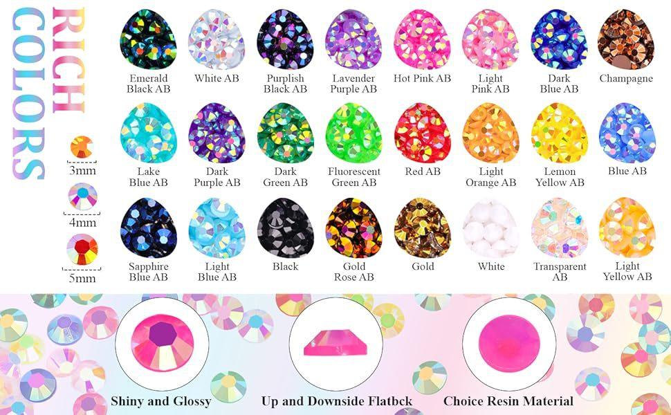 32000Pcs Jelly Rhinestones for Bedazzling Kit, 40-Color 3mm Flatback Resin Gems, DIY Nail Art Craft Supplies for Custom Phone Case Shoes Cup, Aesthetic Gifts for Women Teen Girls Color  Flat Drills Jelly Water Diamonds  Jewelry Apparel Nail Art Decoration