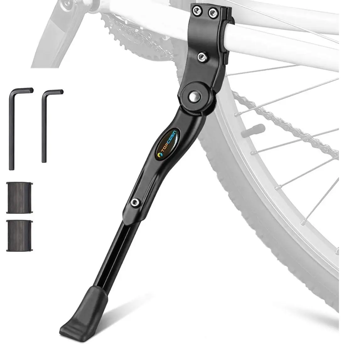 sportsTOPCABIN Bike Kickstand Adjustable Aluminium Alloy Bicycle Kickstand Bike Side Kickstand Fit for 22" 24" 26" 28" Mountain Bike Road cycling/BMX/MTB (Black for 22-24-26-27-28 inch bike)