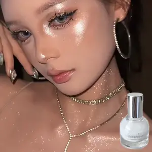 Kakashow Liquid Highlighter Glitter Gloosy Bomb Lockbone Eyeshadow Waterproof Sweatproof Full Body Self-Rolling Head High Gloss Face Chest Brightening Powder Party All Day Illuminator